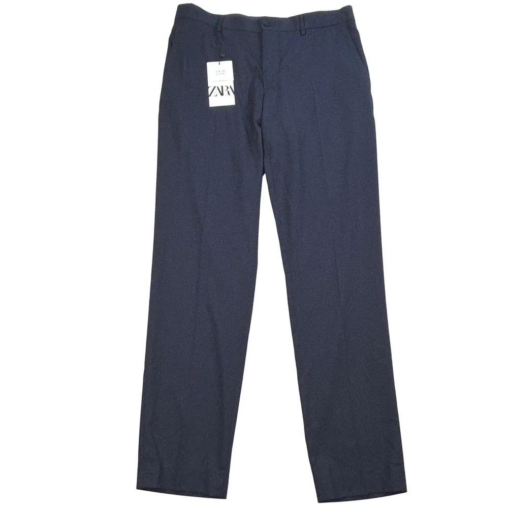 Zara Man Join Life Navy Blue Textured Dress Pants Trousers Mens Size 31 1564/345